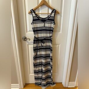 Tommy Hilfiger Navy and Cream Striped Sleeveless Maxi Dress with Tie Waist